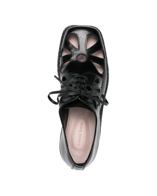 Simone Rocha Black Daisy Derby Shoes