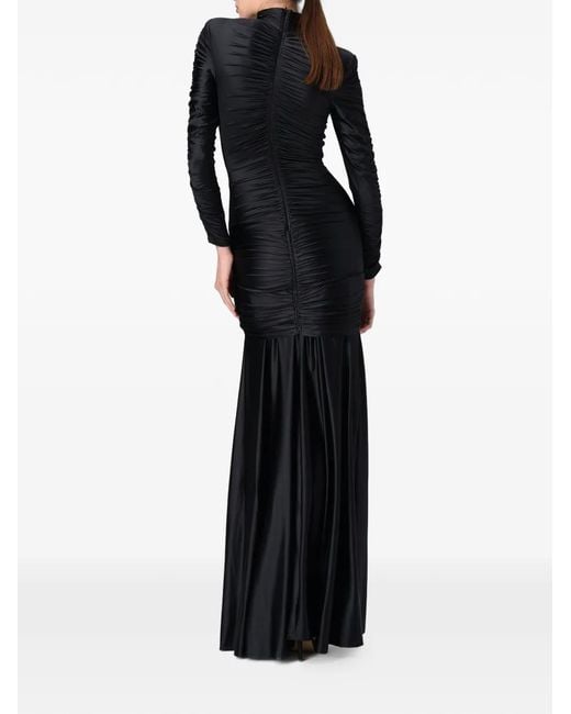 Murmur Black Long-Sleeve Ruched Dress