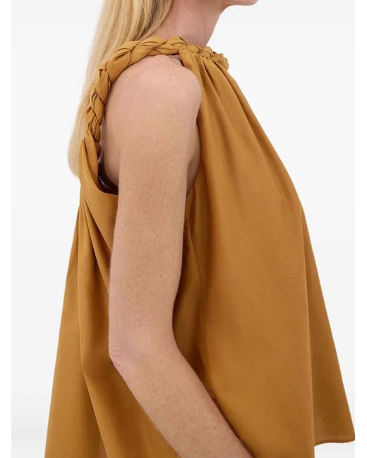 Loulou de Saison Brown Garino Braided-Neck Top