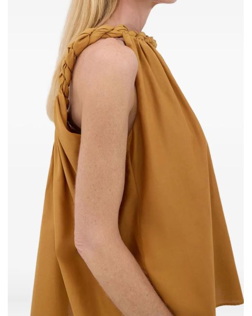 Loulou de Saison Brown Garino Braided-Neck Top