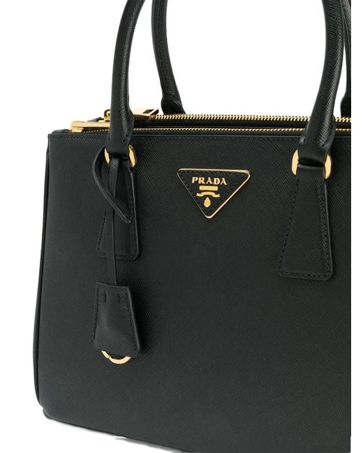Prada Black Top-Handle Logo-Plaque Tote Bag