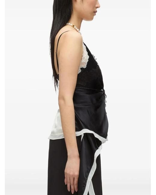 3.1 Phillip Lim Black Asymmetric Satin Top