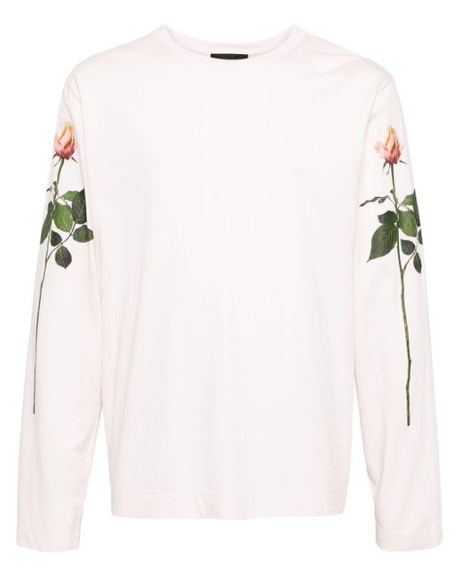 Simone Rocha White Floral-print Long-sleeve Cotton T-shirt