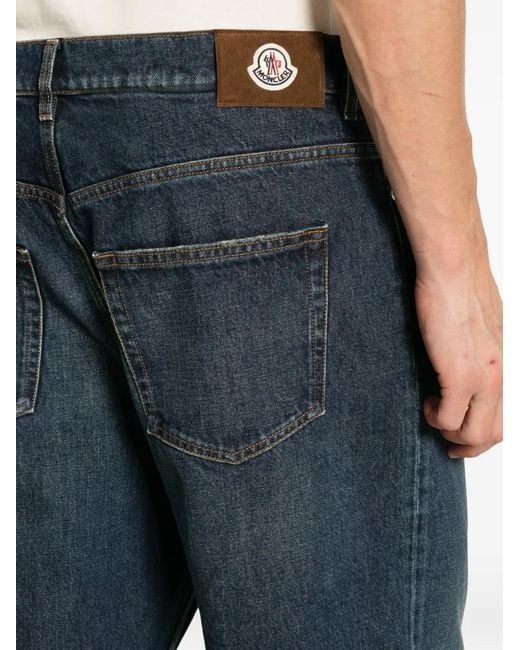 Moncler Blue Logo-Patch Jeans for men