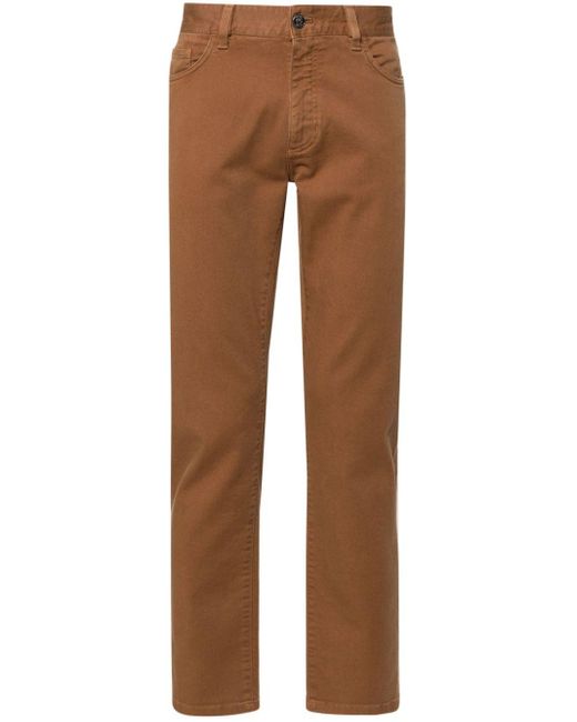 Zegna Brown Garment-dyed Slim-cut Jeans for men