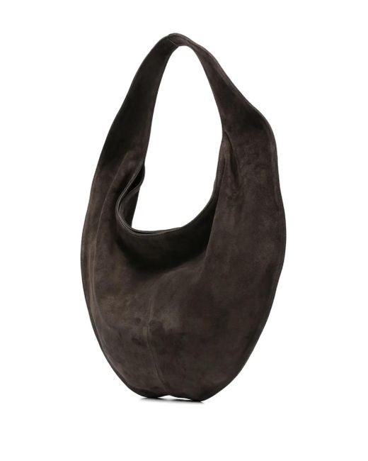 Maeden Black Large Suede Crescent Shoulder Bag