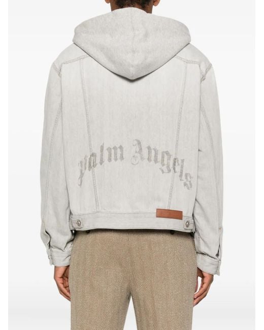 メンズ Palm Angels フーデッド デニムジャケット Gray