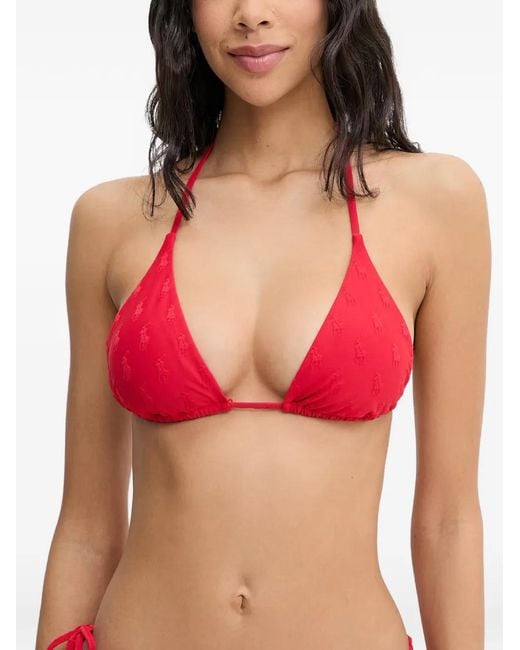 Polo Ralph Lauren Red Pony-Jacquard Triangle Bikini
