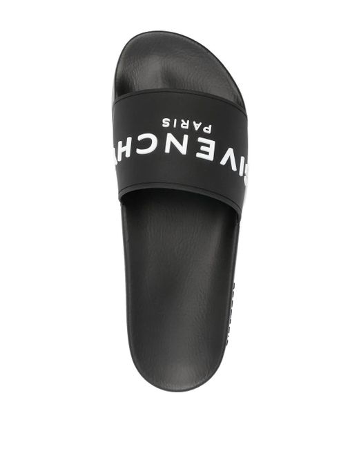 Givenchy Black Logo-print Pool Slides for men