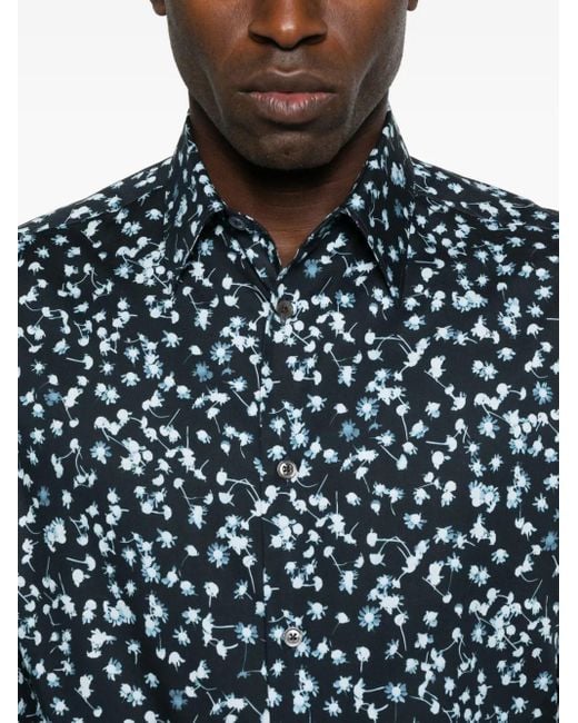Paul Smith Overhemd Met Bloemenprint in het Blue voor heren