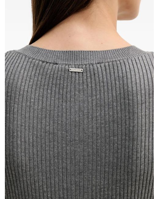 DKNY Gray Button Ribbed Dress