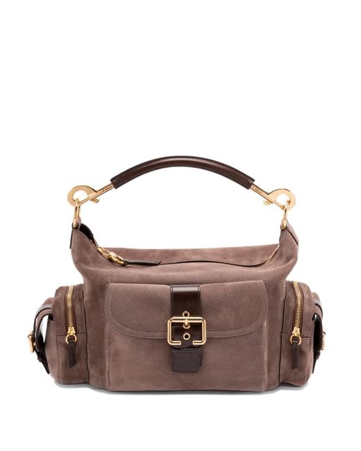 Chloé Brown Medium Camera Suede Shoulder Bag