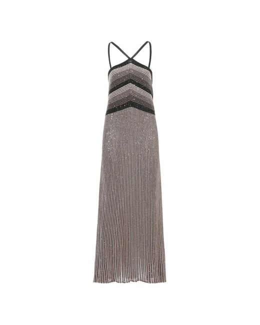 D.exterior White Chevron Sequin Maxi Dress