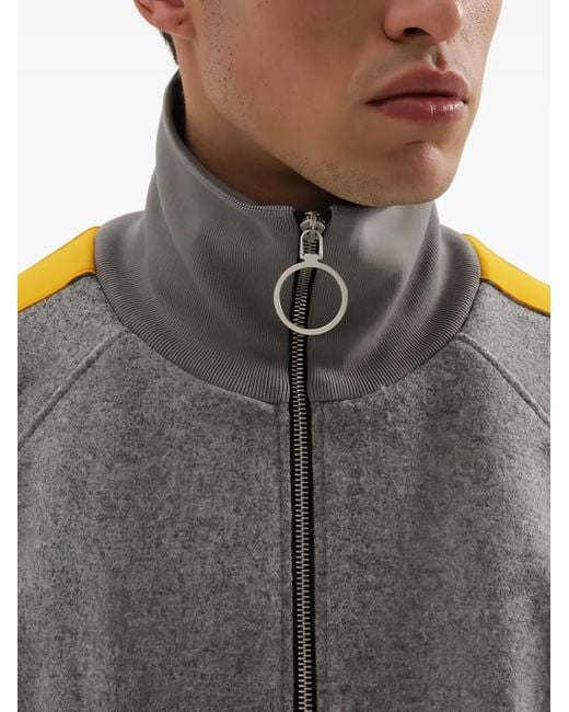 1989 STUDIO Gray Stripe-Detail Zip-Up Jacket for men