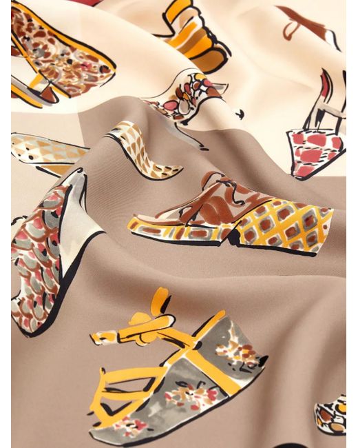 Ferragamo Metallic Genio-Print Silk Scarf