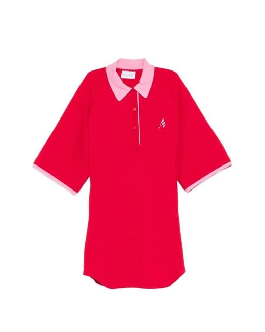 The Attico Contrast-Collar Logo-Embroidered Mini Dress