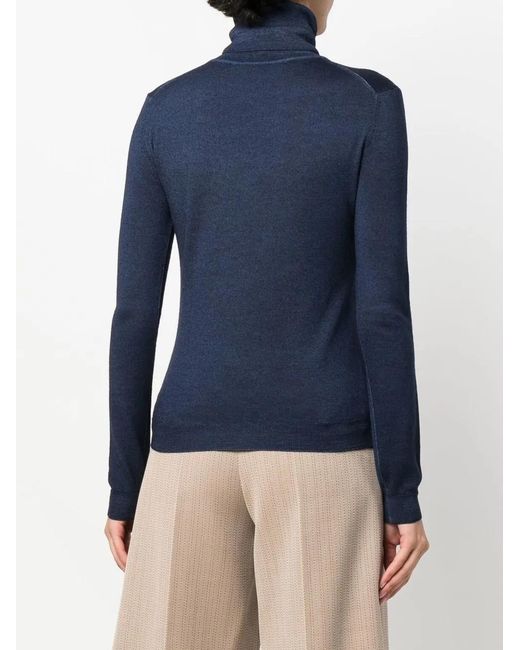 Aspesi Blue Roll-Neck Knit Jumper