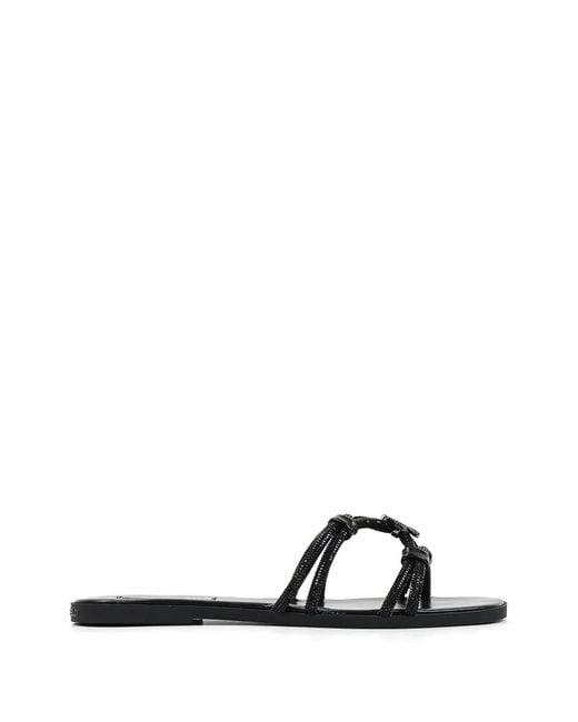 Karl Lagerfeld White Embellished Multi-Strap Sandals