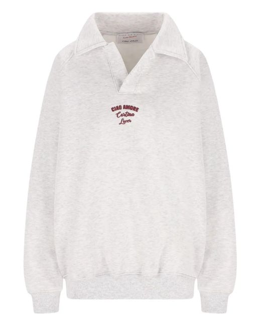 Sudadera bordada con cuello de polo Giada Benincasa de color White