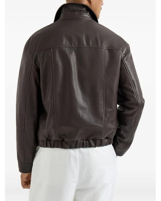 Chaqueta De Piel Brunello Cucinelli de hombre de color Black