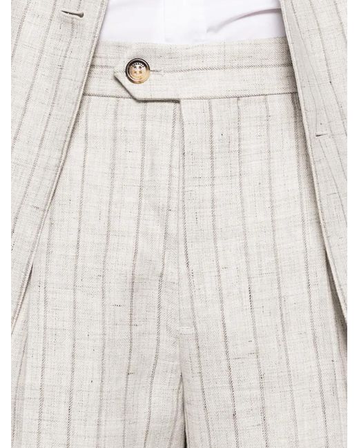 メンズ Brunello Cucinelli ストライプ ダブルスーツ White