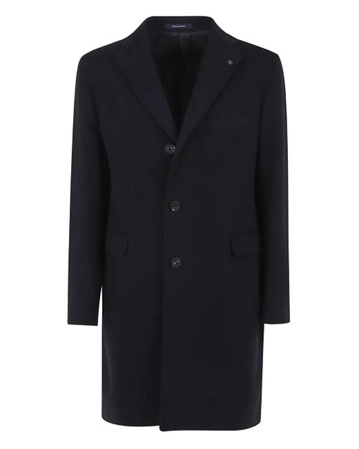 Tagliatore Blue Single-Breasted Coat for men