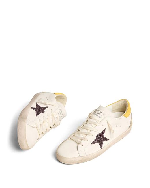 Golden Goose Deluxe Brand Pink Bio-Based Super-Star Trainers With Glitter Star And Leather Heels Tab
