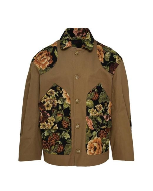 Simone Rocha Green Patchwork Floral-Print Jacket for men