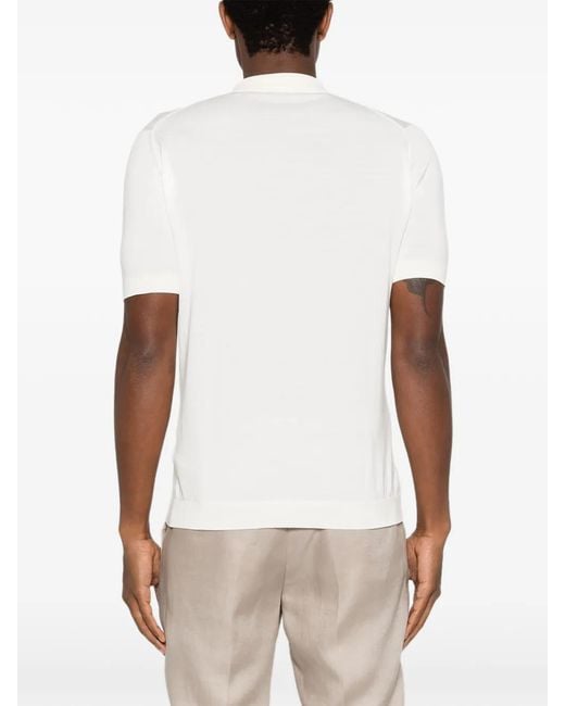 John Smedley White Adrian Short-Sleeves Polo Shirt for men