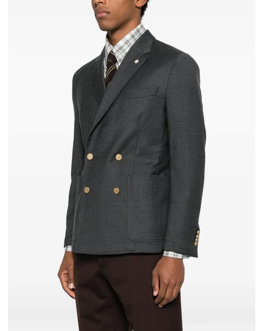 Manuel Ritz Black Double-Breasted Button Jacket for men