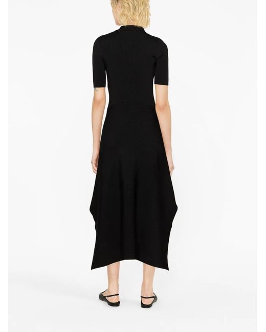 Stella McCartney Black Asymmetric Ribbed-Knit Dress