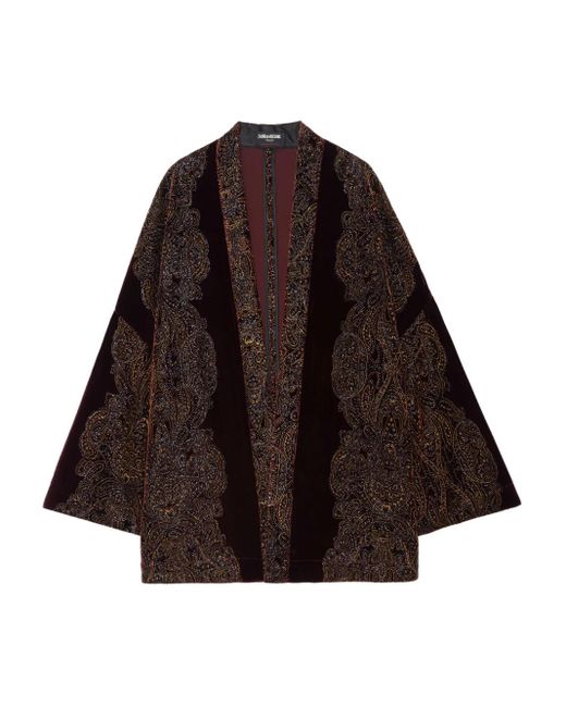 Zadig & Voltaire Fluwelen Jack Met Paisley-Print in het Brown