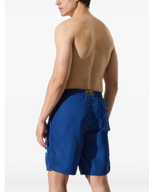 Karl Lagerfeld Blue Logo-Print Swim Shorts for men