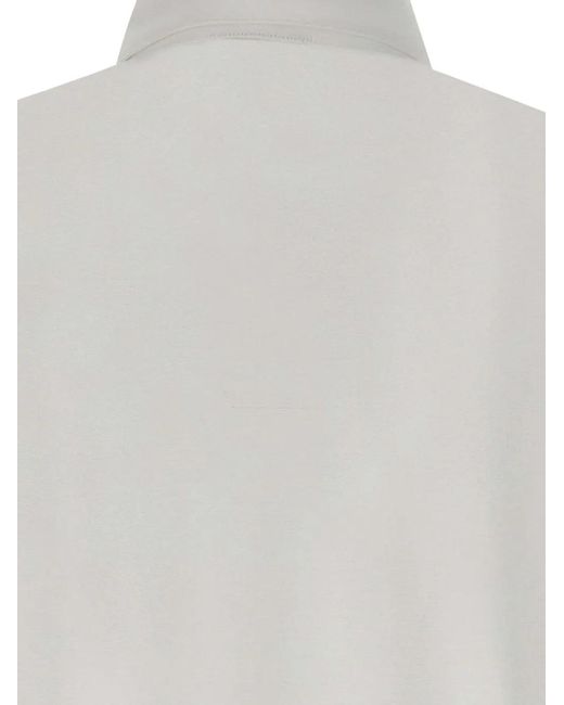 Diktat White Mother-Of-Pearl Button Polo Shirt for men