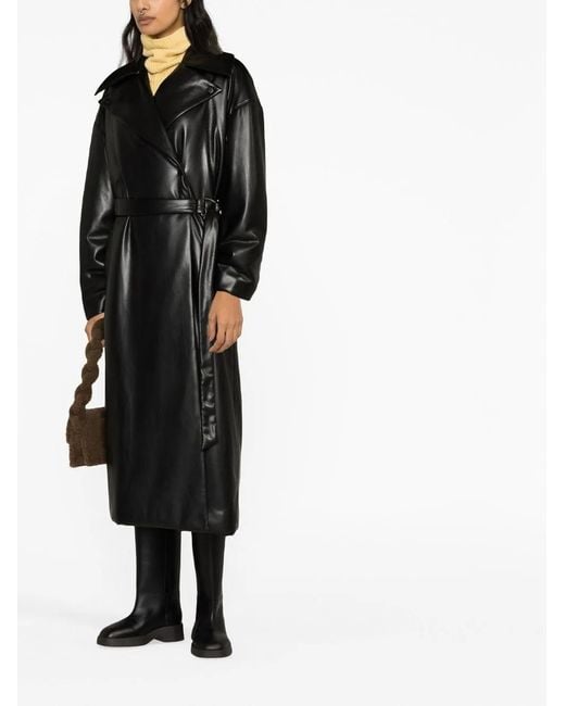 Nanushka Black Liano Belted Trench Coat