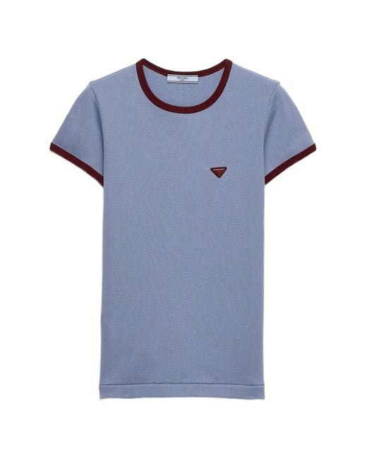 Camiseta De Algodón Prada de color Blue