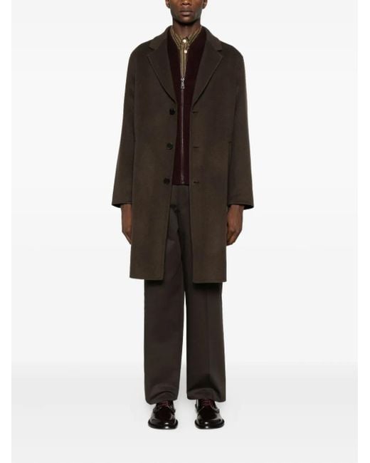 Amaranto Black Buttoned Single-Breasted Coat for men