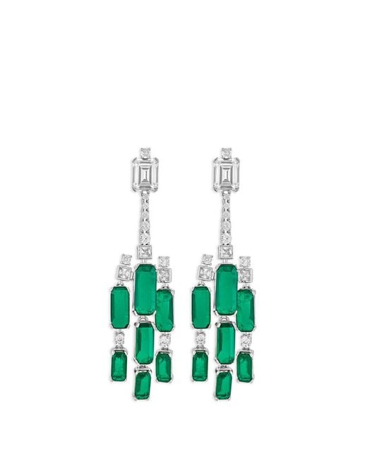 Isharya White Doublet Emerald Drop Dangling Earrings