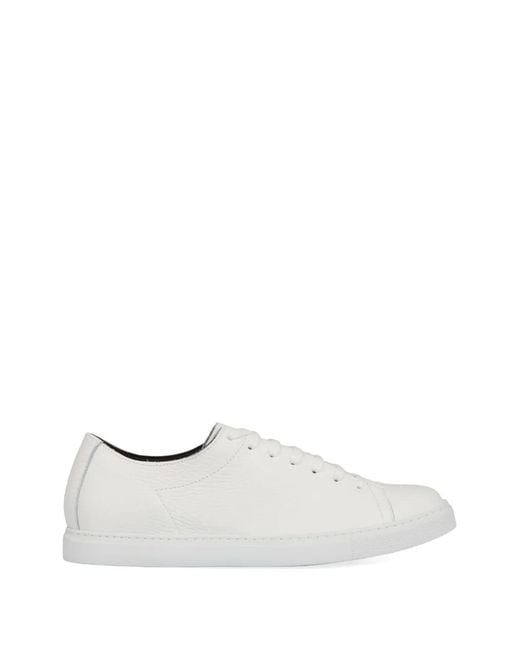 Slowear White Hammered Rounded Leather Sneakers for men