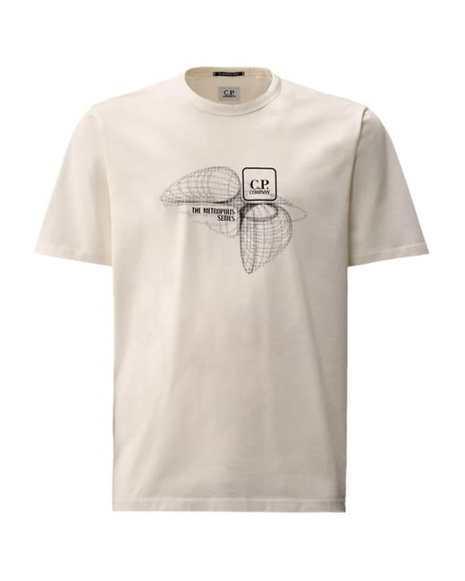 C P Company Natural Metropolis Series Graphic T-Shirt for men