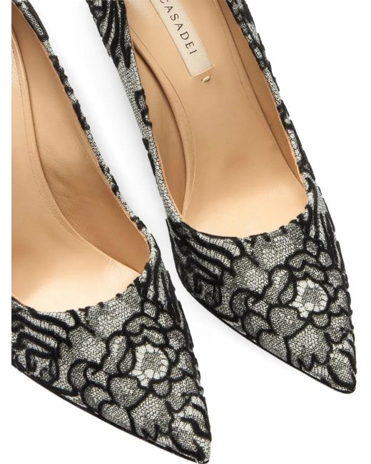 Casadei Metallic Julia Rigel Flocked Pumps