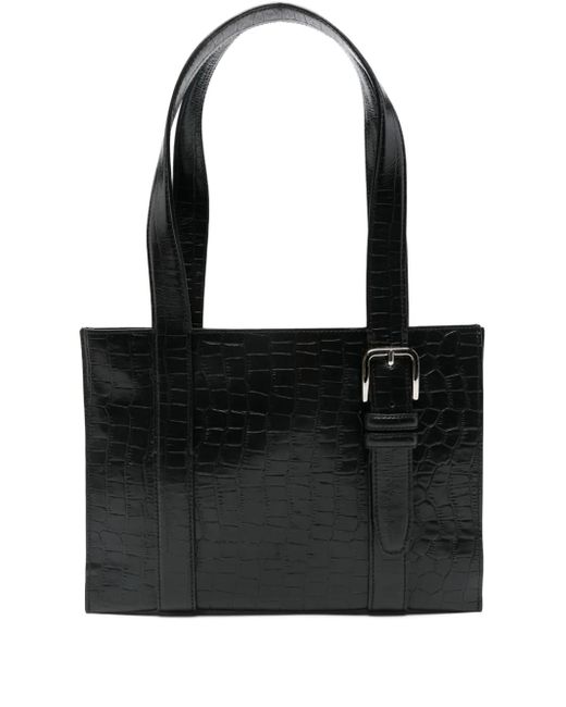 Cordera Black Crocodile-Embossed Shoulder Bag