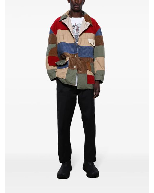 SAINT Mxxxxxx Red Patchwork-Design Shirt Jacket for men