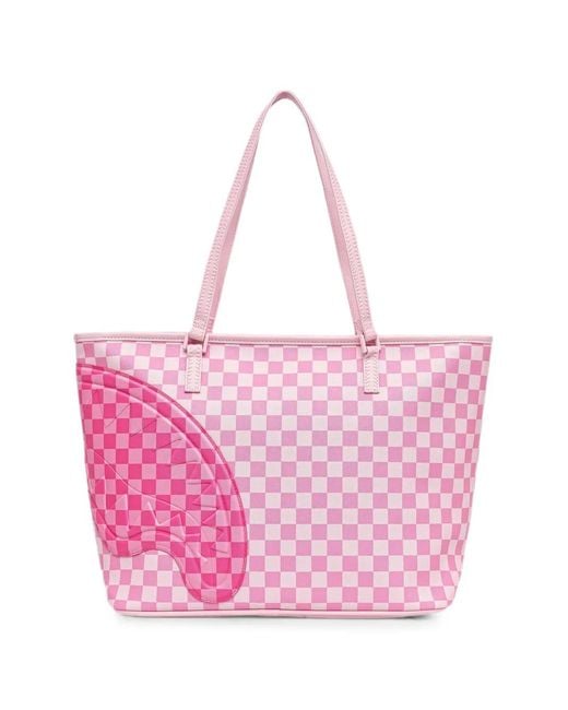 Sprayground Pink Sugar Drip Candy Bite Check-Pattern Tote Bag