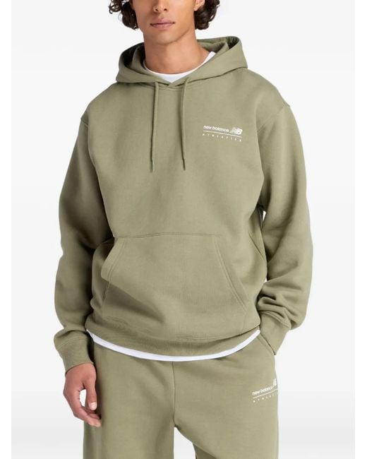 New Balance Green Graphic Linear Fleece Hoodie for men