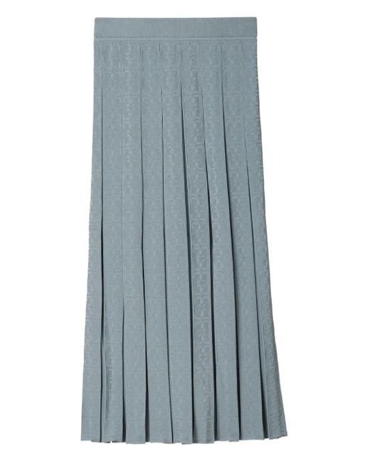 Gonna Midi Plissettata Con Monogramma di Tory Burch in Blue