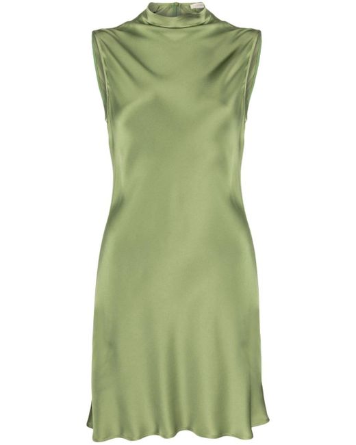 LAPOINTE Green Sleeveless Satin Minidress
