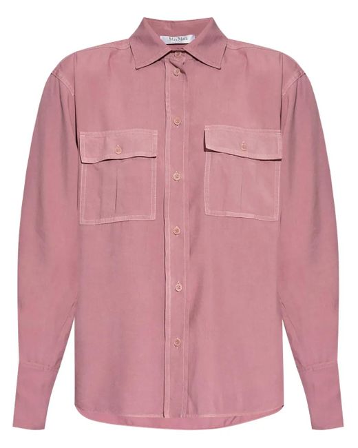 Max Mara Pink Button-Up Silk Shirt