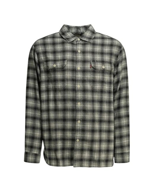 Levi's Gray Jackson Worker Check-Pattern Cotton Overshirt for men