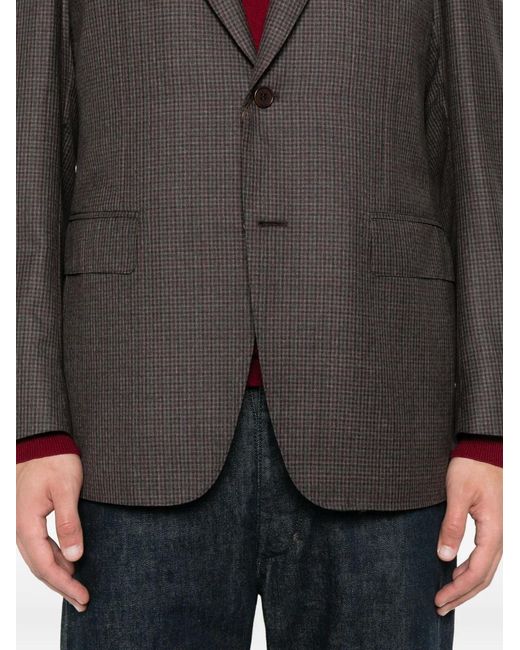 Canali Gray Checked Two-Button Blazer for men